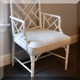 F49. Pair of white lacquer Chinese Chippendale style side chairs. 